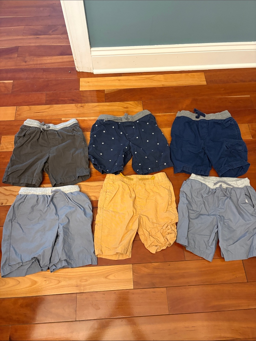 Carter's Boys Pull-On Shorts in Navy, Light Blue, Gray & Yellow